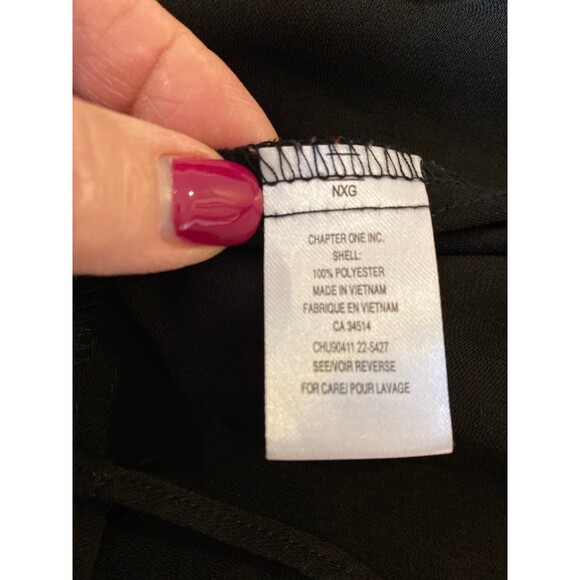 Blousology Blouse Size Large Black Ruffle Neck & Cuffs Flowy Casual or Dressy - Picture 9 of 11